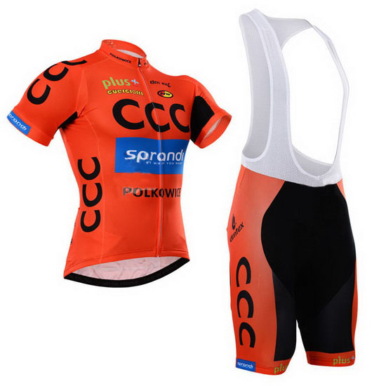 2015 Maillot CCC Tirantes Mangas Cortas Negro Y Naranja